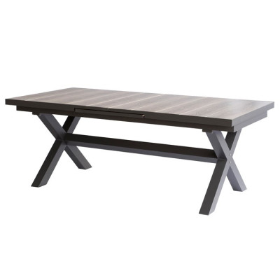 Zahradní stůl rozkládací 200-260x100cm, hliník, slinutá keramika, šedá, AZT-G1920 GREY