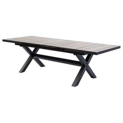 Zahradní stůl rozkládací 200-260x100cm, hliník, slinutá keramika, šedá, AZT-G1920 GREY