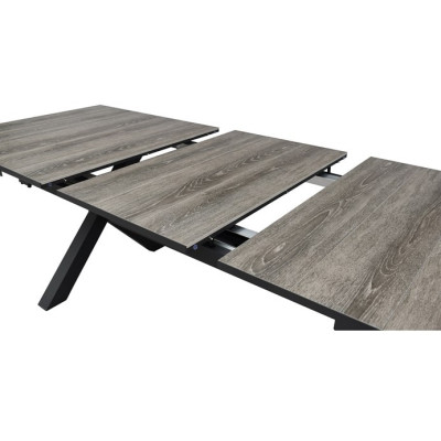 Zahradní stůl rozkládací 200-260x100cm, hliník, slinutá keramika, šedá, AZT-G1920 GREY